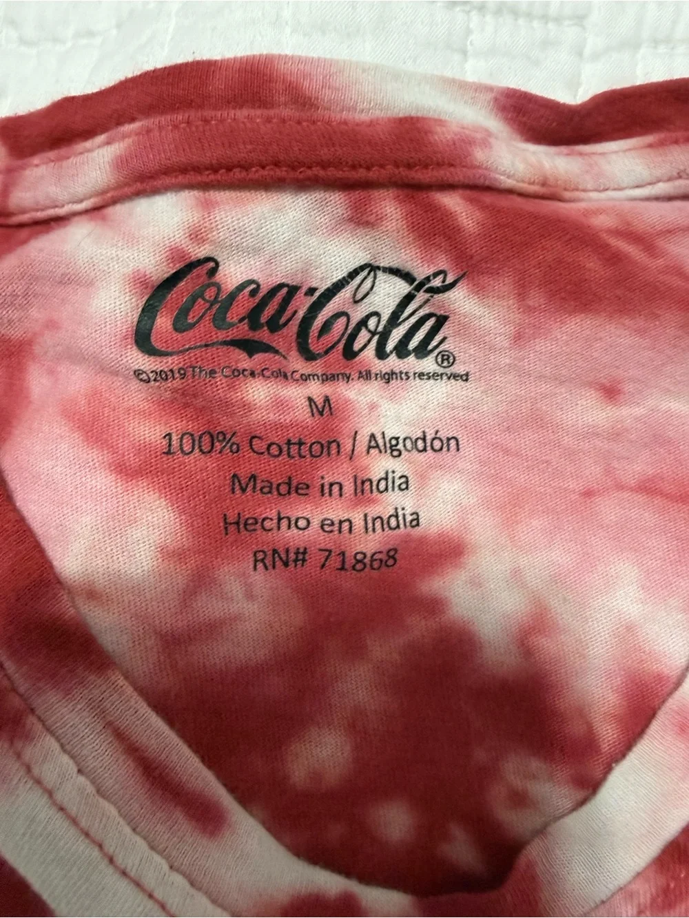 Coca-Cola Always Refreshing Tie Dye Graphic Tee Red White Size M